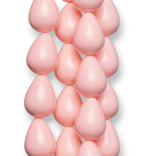 Light Pink Coral Paste Smooth Drops Briolette 15x20mm