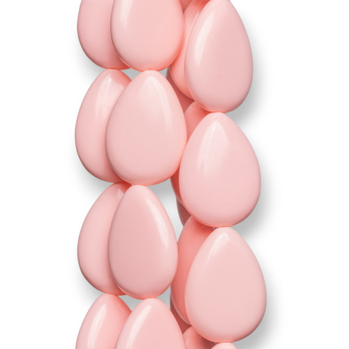 Light Pink Coral Paste Flat Smooth Drop 22x30mm