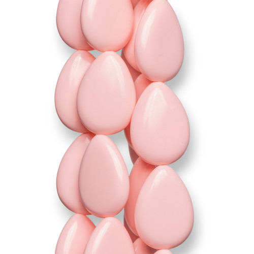 Light Pink Coral Paste Flat Smooth Drop 25x35mm