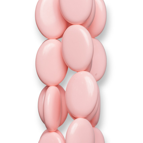 Pasta di Corallo Rosa Chiaro Ovale Piatto Liscio 18x25mm