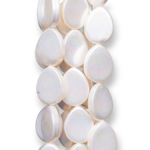 Perle di Maiorca Bianca Gocce Piatto 13x15mm