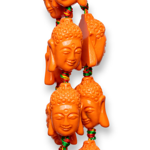 Perline Di Resina A Filo Buddha 16x23mm 15pz Arancio