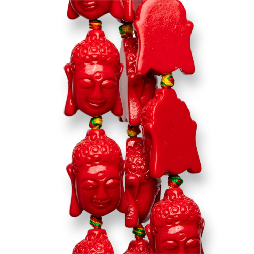 Buddha Strand Resin Beads 16x23mm 15pcs Red