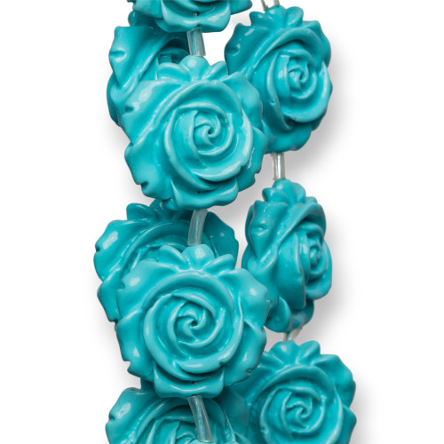 Double-Sided Flower Wire Resin Beads 25mm 14pcs Turquoise