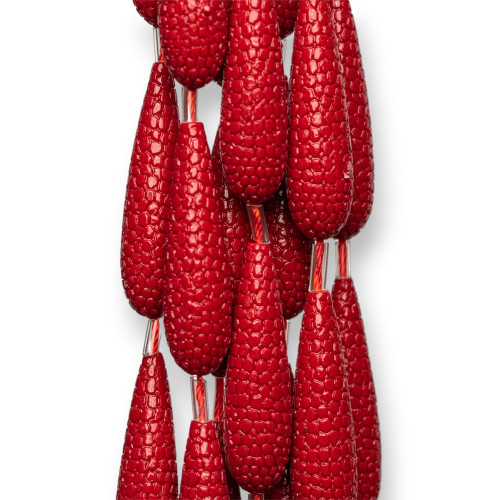 Perles de résine en fil de trame tissé 10x38mm rouge