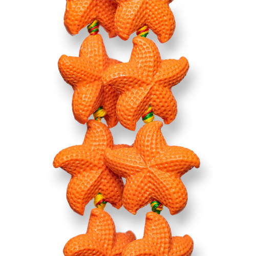 Cuentas de resina de alambre de estrella de mar 28 mm 12 piezas Naranja