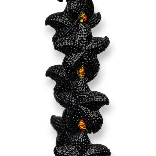 Starfish Wire Resin Beads 28mm 12pcs Black