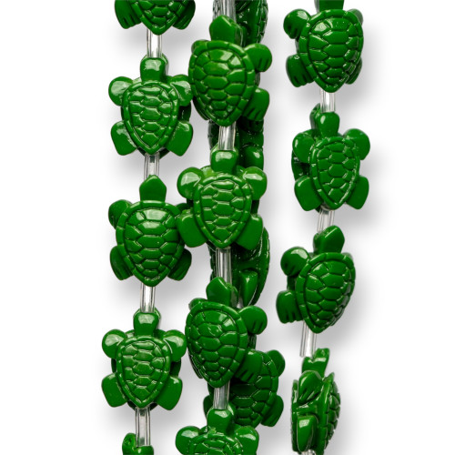 Turtle Strand Resin Beads 12x14mm 22pcs Green