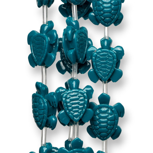 Turtle Wire Resin Beads 16x18mm 16pcs Teal