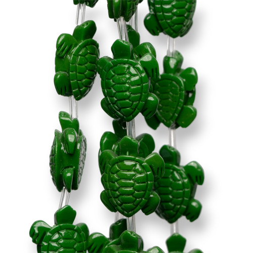 Turtle Strand Resin Beads 16x18mm 16pcs Green