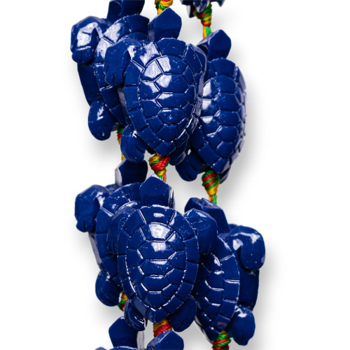 Turtle Wire Resin Beads 24x36x14mm 11pcs Blue