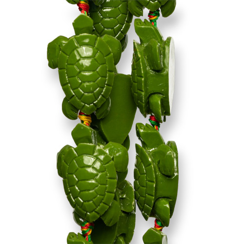 Schildkrötenstrang-Harzperlen, 24 x 36 x 14 mm, 11 Stück, grün