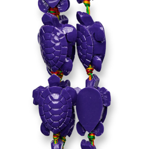 Schildkrötenstrang-Harzperlen, 24 x 36 x 14 mm, 11 Stück, Lila
