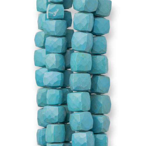 Indian Stones MachineCut Cube Fil à facettes 14-15 cm Diamètre 8-10 mm Aulite Turquoise