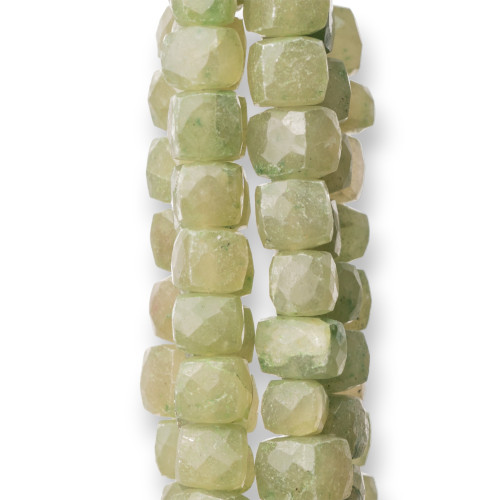 Piedras indias cortadas a máquina en forma de cubo, alambre facetado, 14-15 cm de diámetro, 8-10 mm, jade verde claro