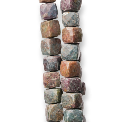 Indische Steine, maschinengeschnittener Würfel, facettierter Draht, 14–15 cm Durchmesser, 8–10 mm Jaspis