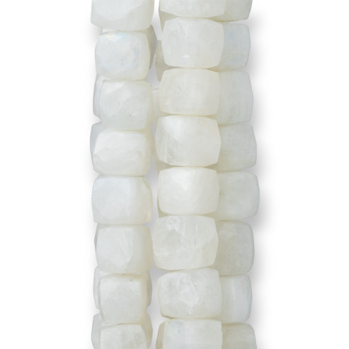 Indische Steine, maschinengeschnittener Würfel, facettierter Draht, 14–15 cm Durchmesser, 8–10 mm Mondstein