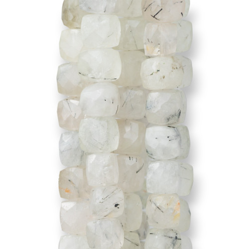Indische Steine, maschinengeschnittener Würfel, facettierter Draht, 14–15 cm Durchmesser, 8–10 mm zerkratzter Quarz