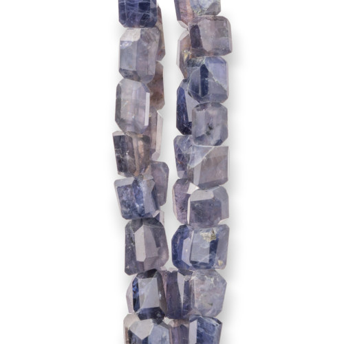 Indische Steine, maschinengeschliffener facettierter unregelmäßiger Stein, 14–15 cm, Drahtgröße 8–10 x 13 mm, Iolith