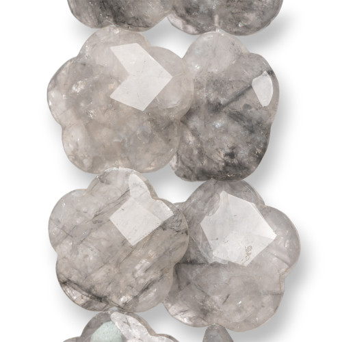 Gray Quartz Faceted Flower 30-35mm