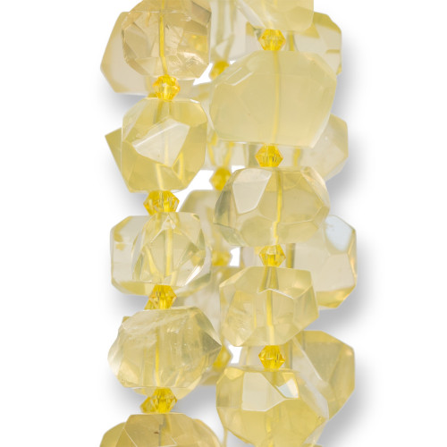 Quartz Lemon Stone Irregular Faceted Nuggets 18-20x12-15mm