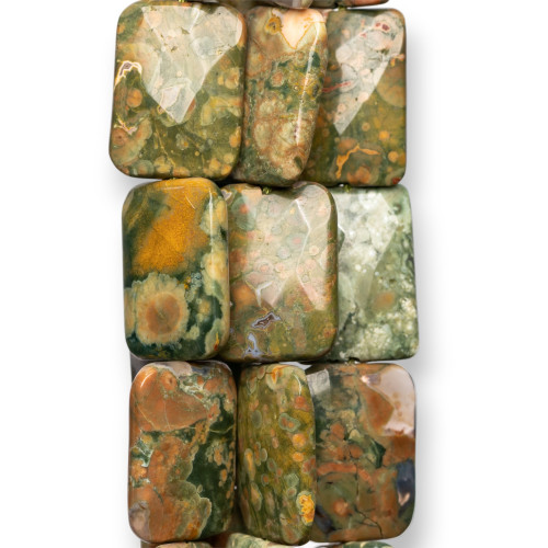 Rhyolite Flat Faceted Rectangle 12x16mm Green