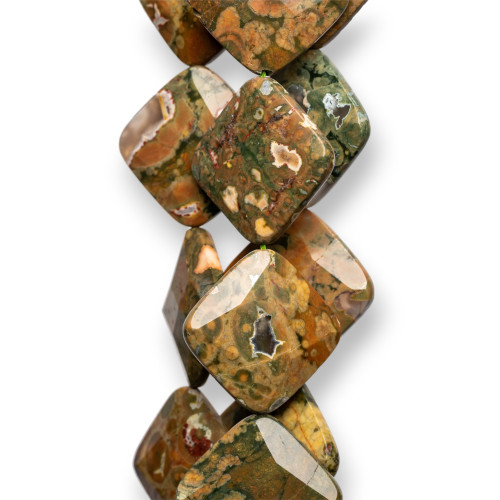 Rhyolite Flat Rhombus Faceted 30mm