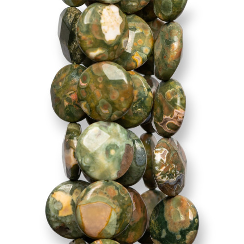 Rhyolite Round Flat Faceted 14mm Green