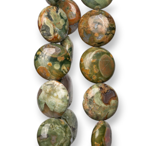 Rhyolite Round Flat Smooth 14mm Green