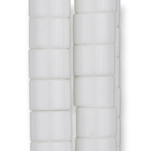 White Agate Synt Cylinder 15x11mm