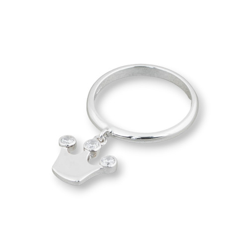 925 Silber Ring Design Italien Ehering mit Kronenanhänger mit 3 Lichtpunkten