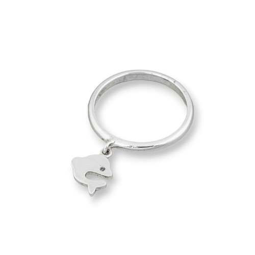 925 Silver Ring Design Italy Band With Dolphin Pendant