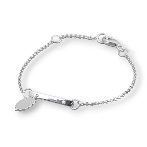 Bracelet en argent 925 design italien avec pièce maîtresse fantôme longueur 19 cm-16,5 cm plaqué rhodium