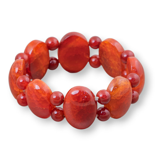 Semiprecious Stone Bar Bracelet 24mm Smooth Carnelian Crash