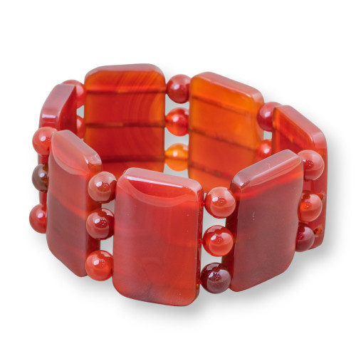 Semiprecious Stone Bar Bracelet 35mm Carnelian Smooth Rectangle 35x22mm