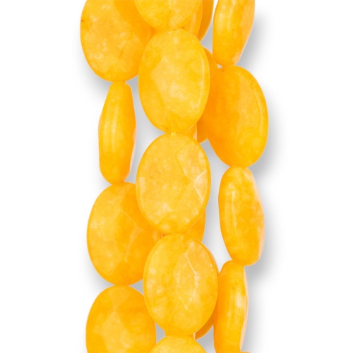 Yellow Jade Oval Flat Faceted 15x20mm