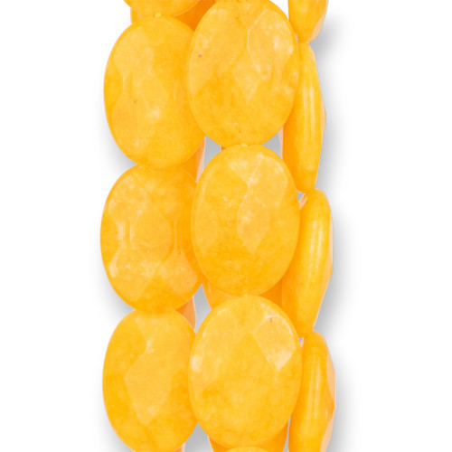 Yellow Jade Oval Flat Faceted 20x30mm