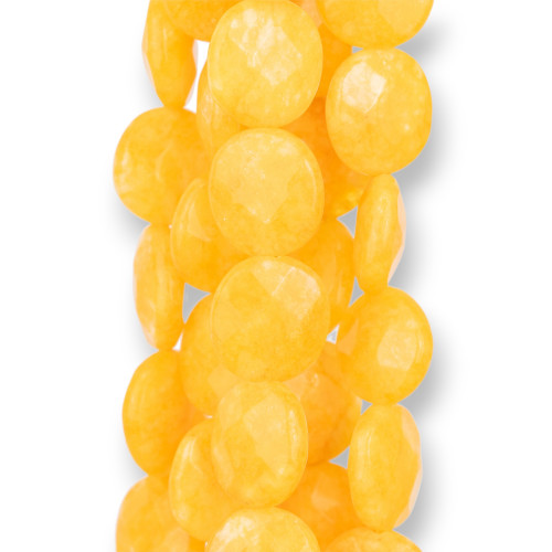 Yellow Jade Round Smooth Flat Faceted 14mm