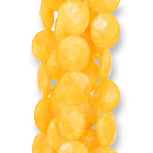 Yellow Jade Round Smooth Flat Faceted 20mm