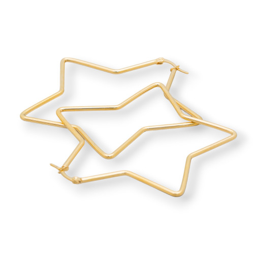 Boucles d'Oreilles Étoile Acier Lisse 45mm 5 Paires Doré