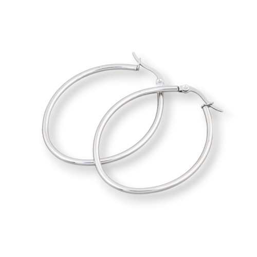 Boucles d'oreilles Acier Ovale Lisse 45mm 5 Paires