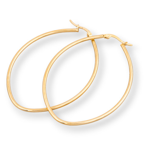 Boucles d'oreilles Acier Ovale Lisse 65mm 4 Paires Doré