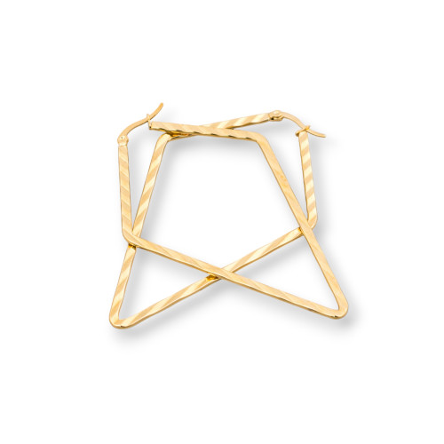 Boucles d'Oreilles Fantaisie Acier 54x80mm 4 Paires Doré