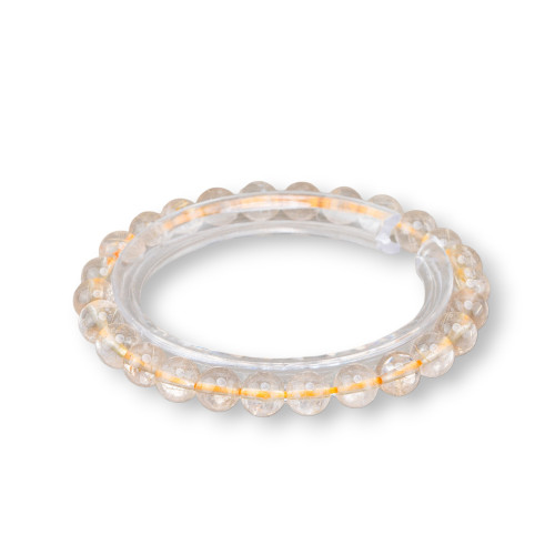 Bracelet Quartz Rutilé Rond Doré 07mm