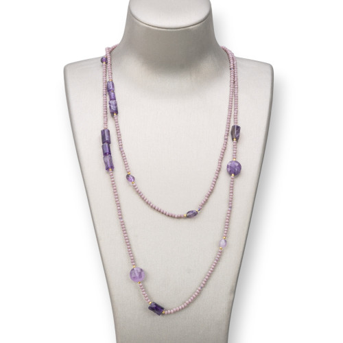Collier Charleston De Pierres Semi-précieuses Et Cristaux 160cm Améthyste