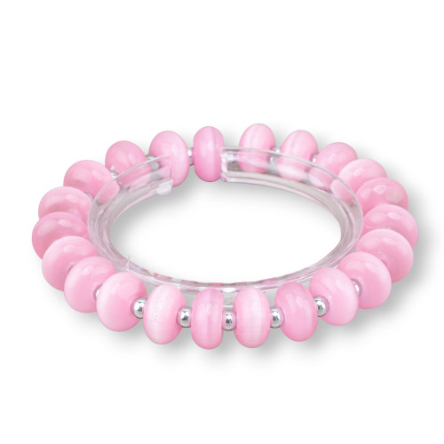 Bracelets extensibles œil de chat et hématite rose rhodié 12 mm