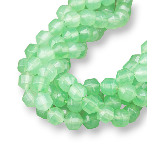 Transparent Green Aventurine Ball Faceted Cylindrical Cut 9x10mm