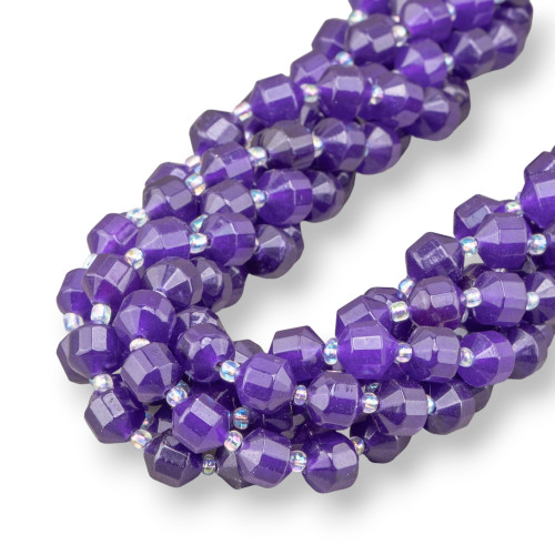 Purple Jade Ball Faceted Cylindrical Cut 9x10mm
