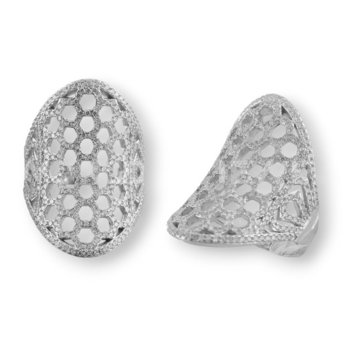 Ring aus 925er-Silber mit Zirkonen besetzt, N328, rhodiniert, Größe 8