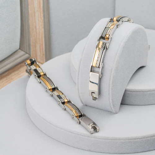 Steel Bracelet With Rhinestones Width 10mm Mod23400